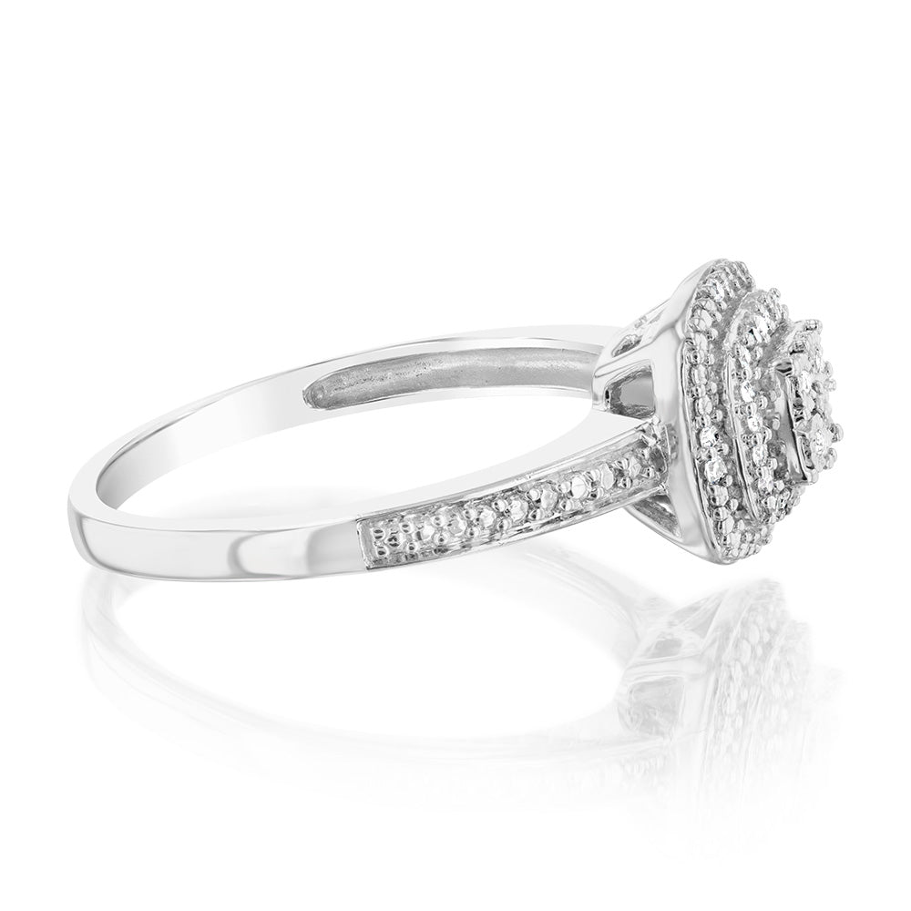 Sterling Silver 1/10 Carat Diamond Cushion Shaped Ring