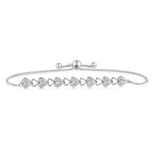 Load image into Gallery viewer, Sterling Silver 1/10 Carat Diamond Heart Slider Bracelet