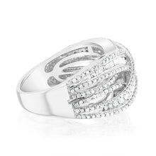 Load image into Gallery viewer, Sterling Silver 0.95 Carat Diamond Ring With Round and Baguette Cut Diamonds