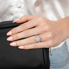 Load image into Gallery viewer, Sterling Silver 1/6 Carat Diamond Ring With Round and Baguette Cut Diamonds