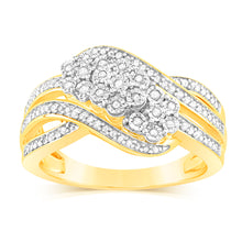 Load image into Gallery viewer, Sterling Silver Gold Plated Wrap Around Ring in 1/5 Carat Natural Diamonds