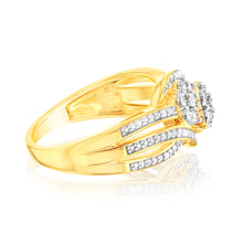 Load image into Gallery viewer, Sterling Silver Gold Plated Wrap Around Ring in 1/5 Carat Natural Diamonds