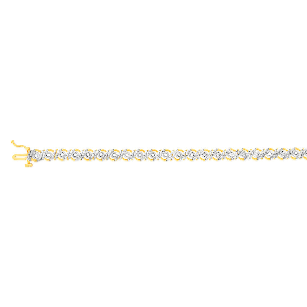 Gold Plated Sterling Silver 0.45 Carat 18cm Diamond Bracelet