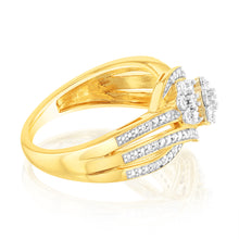 Load image into Gallery viewer, Gold Plated Sterling Silver 1/5 Carat Diamond Wrap Around Cluster Ring