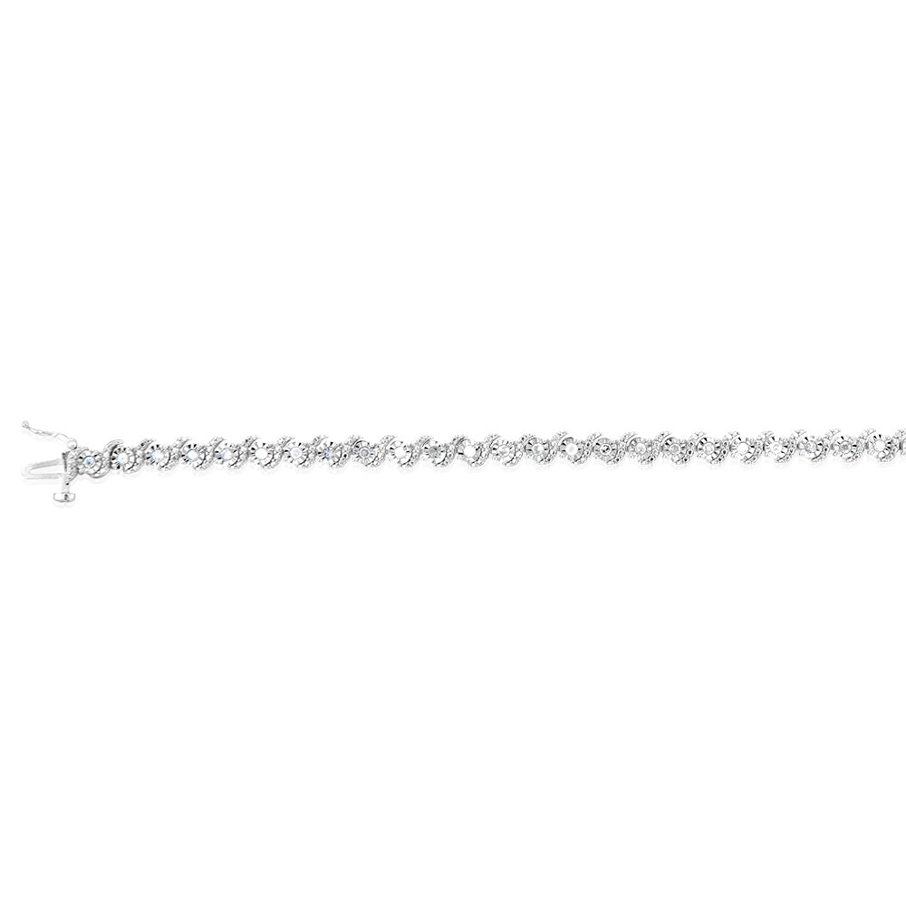 Sterling Silver 0.95 Carat Diamond 19cm Bracelet