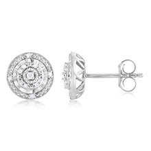 Load image into Gallery viewer, 26 Diamonds Round Cluster Stud Earrings