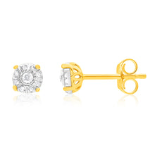 Load image into Gallery viewer, Gold Plated Sterling Silver 1/10 Carat Diamond Stud Earrings