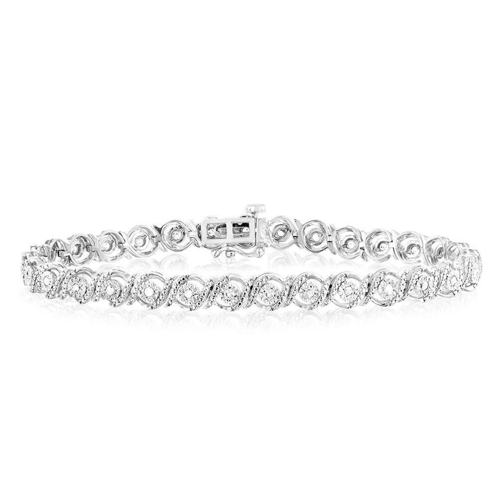 Sterling Silver 0.45 Carat Diamond 18cm Bracelet