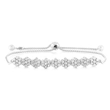 Load image into Gallery viewer, Sterling Silver Diamond Slider Bracelet with 21 Round Brilliant Cut Diamonds