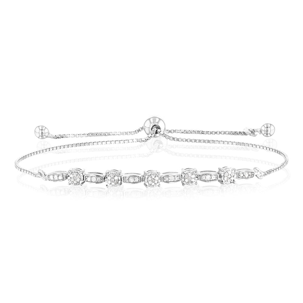 Sterling Silver Diamond Slider Bracelet with 53 Round Brilliant Cut Diamonds