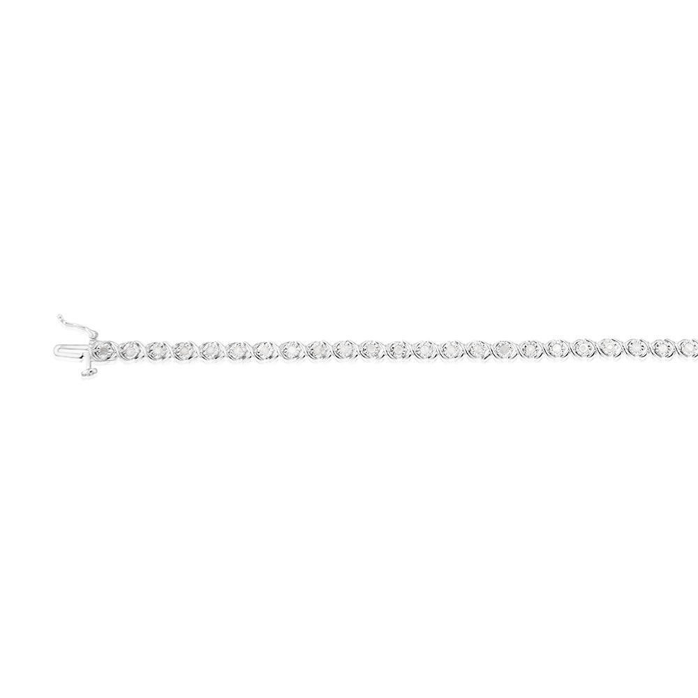 Sterling Silver 0.95 Carat Diamond 19cm Bracelet with 34 Round Diamonds