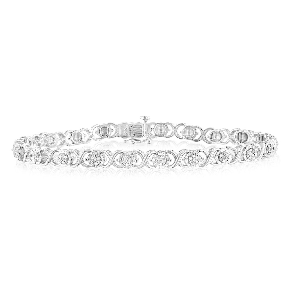 Sterling Silver 1/5 Carat Diamond 20.5cm Bracelet