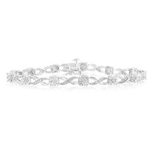 Load image into Gallery viewer, Sterling Silver 18cm Diamond Infinity Bracelet with 63 Diamonds