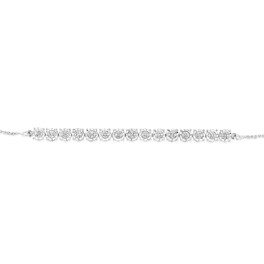 Sterling Silver Diamond Slider Bracelet With 30 Round Brilliant Cut Diamonds