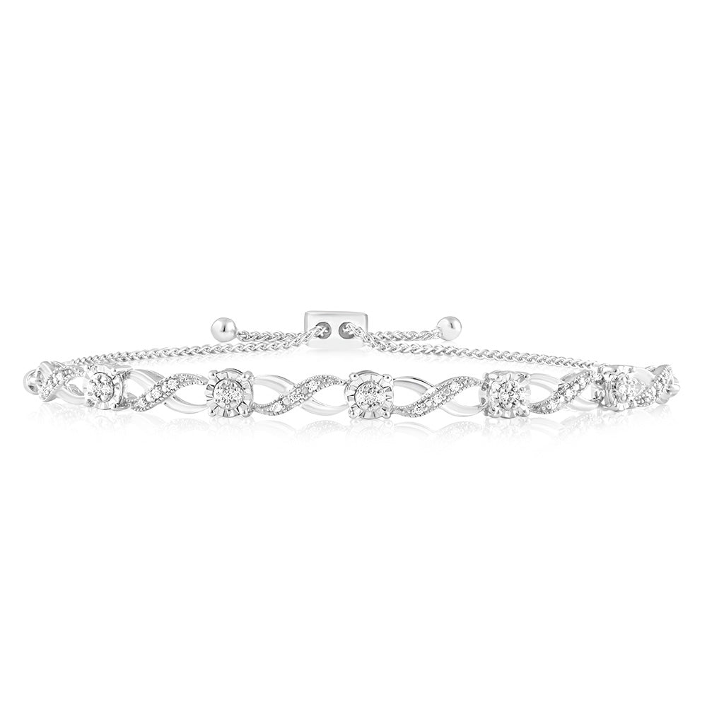 Sterling Silver 1/10 Carat Diamond Infinity Slider Bracelet