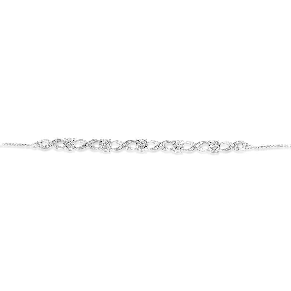 Sterling Silver 1/10 Carat Diamond Infinity Slider Bracelet