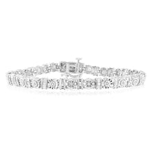 Load image into Gallery viewer, Sterling Silver 1/5 Carat 17.5cm Diamond Bracelet With 59 Round and Taper Cut Diamonds