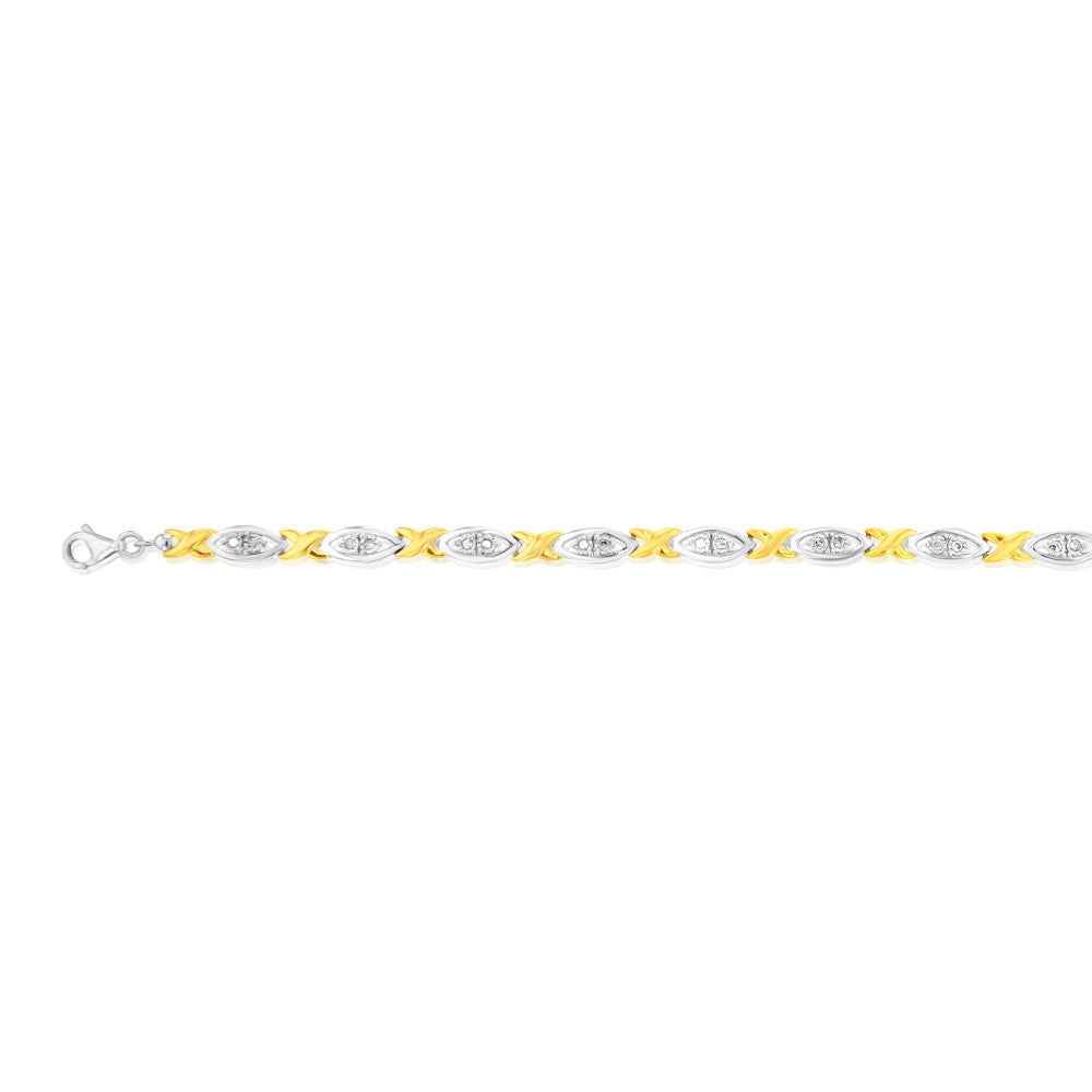 Gold Plated Sterling Silver 1/5 Carat Diamond 18cm Bracelet