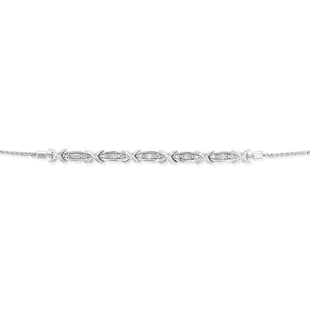 Sterling Silver 1/5 Carat Diamond Bracelet With 15 Round Brilliant Cut Diamonds