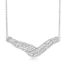 Load image into Gallery viewer, Sterling Silver 0.95Carat Diamond 45cm Necklace With Round and Baguette Cut Diamonds