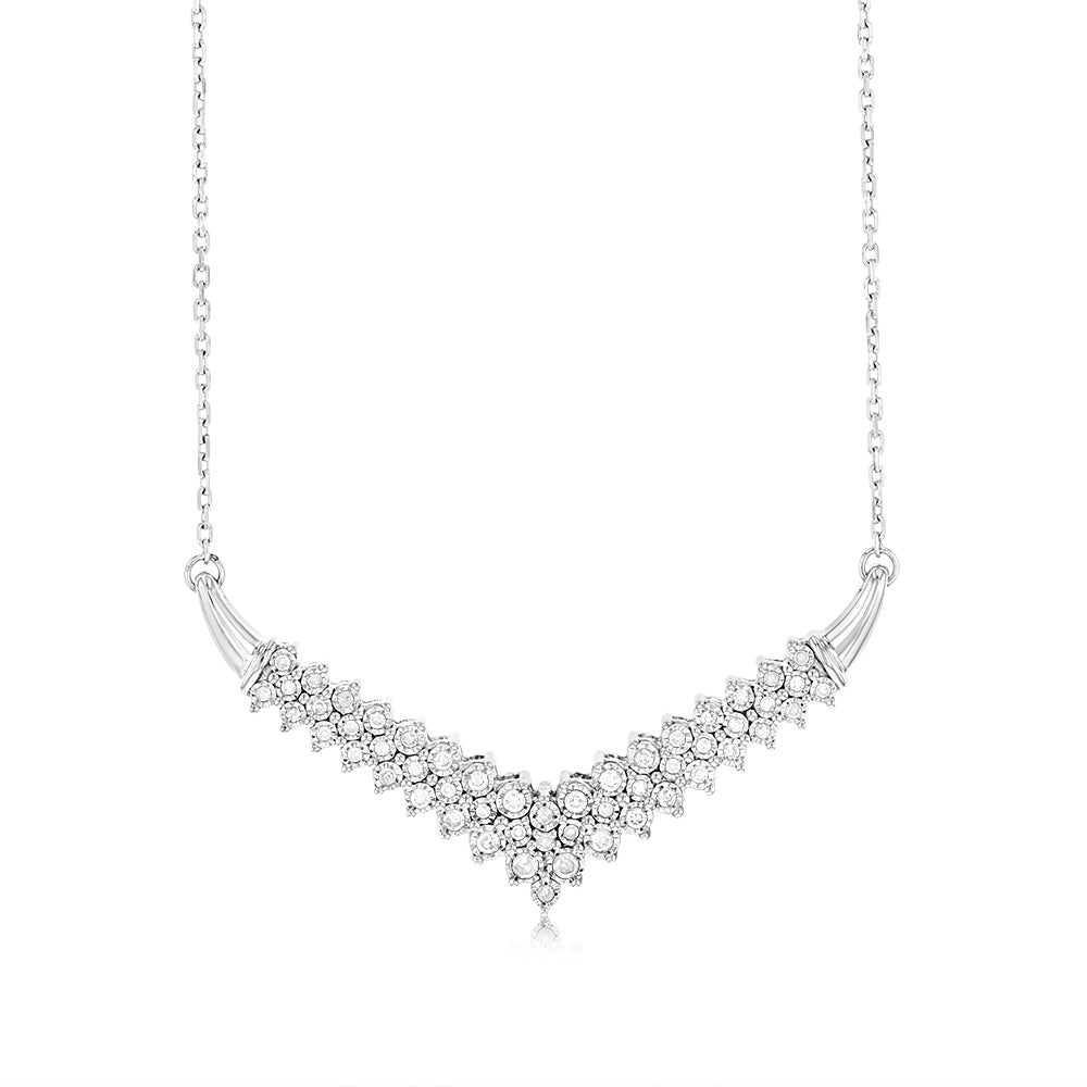 Sterling Silver  0.45 Carat Diamond Necklace