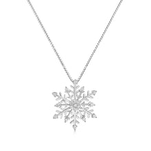 Load image into Gallery viewer, Sterling Silver Snow Flake Pendant in 1/5 Carat Natural Diamonds on 45cm Chain