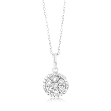 Load image into Gallery viewer, Sterling Silver 1/10 Carat Diamond Round Cluster Pendant on 46cm Chain