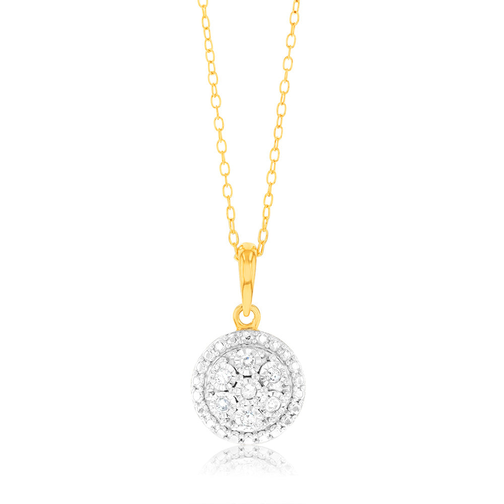 Gold Plated Sterling Silver 1/10 Carat Diamonds Pendant on 46cm Chain