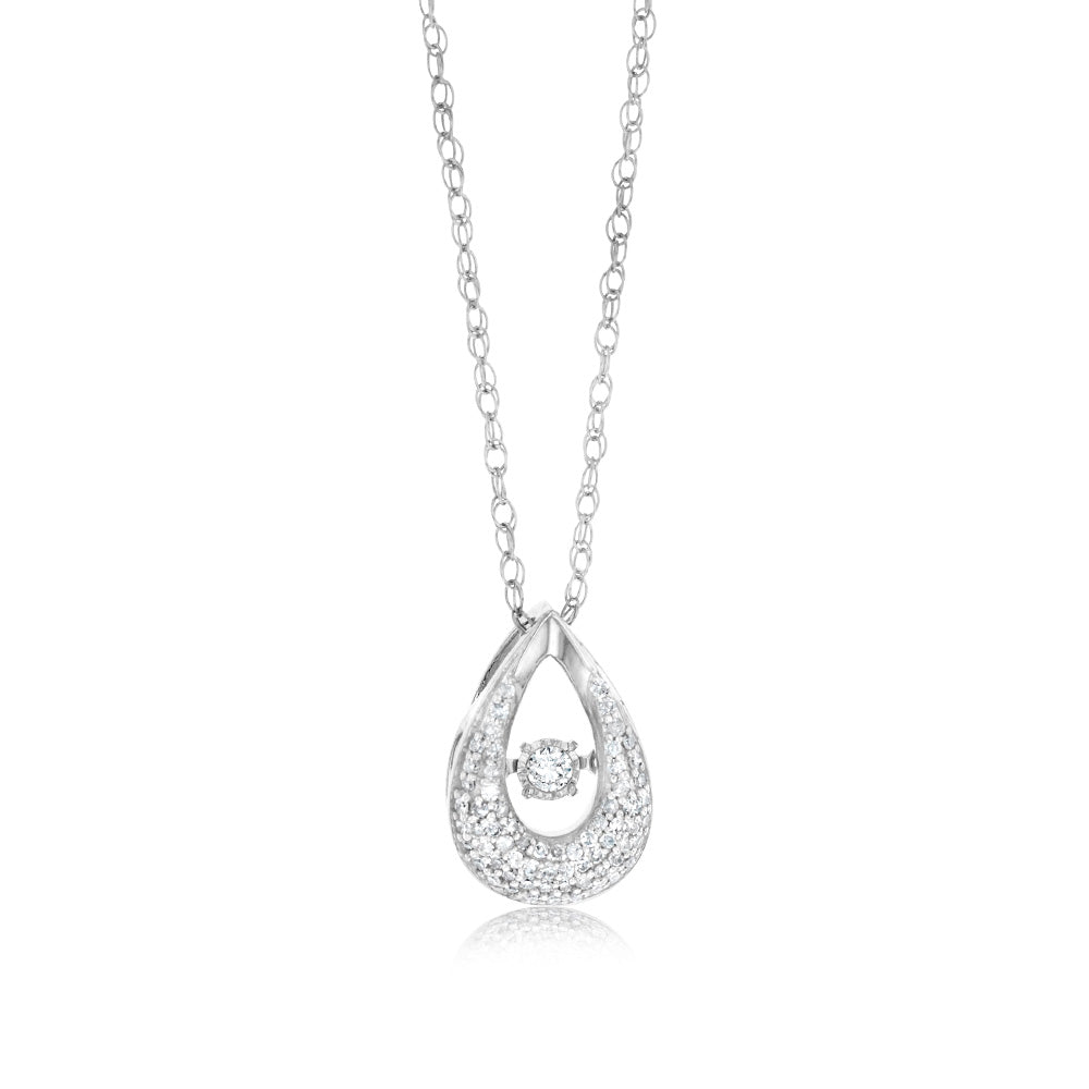 Sterling Silver Pear Shaped Pendant in 1/5 Carat Natural Diamonds