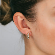 Load image into Gallery viewer, Gold Plated Sterling Silver 1/6 Carat Diamond Hoop Earrings