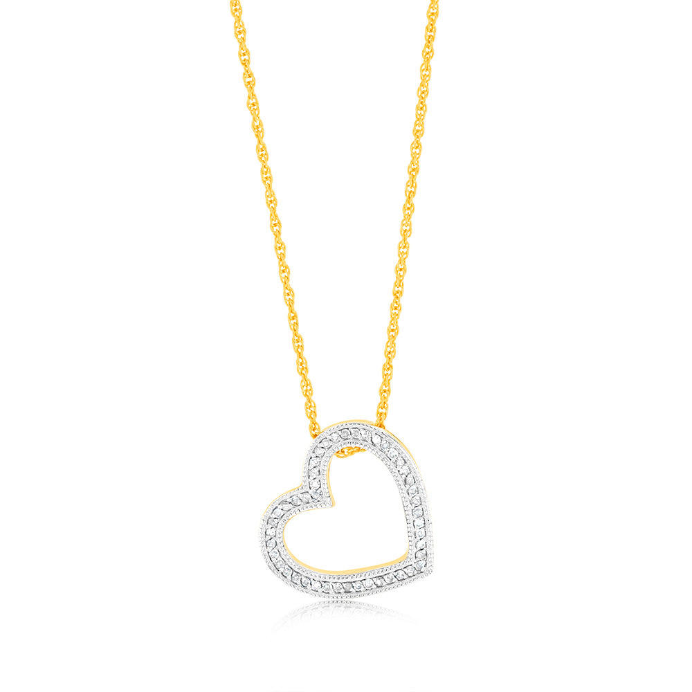 Gold Plated Silver 1/4 Carat Diamond Pendant on 45cm Chain