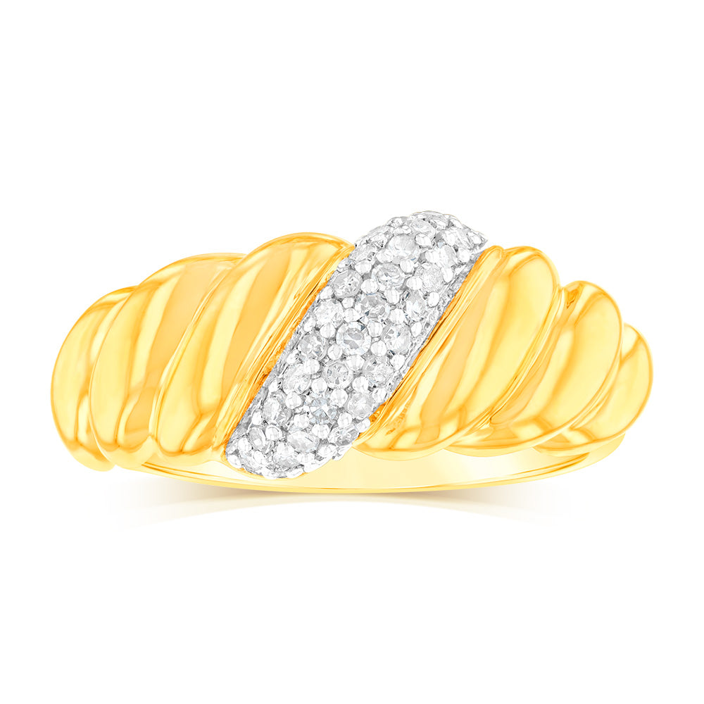 Gold Plated Silver 1/6 Carat Diamond Ring