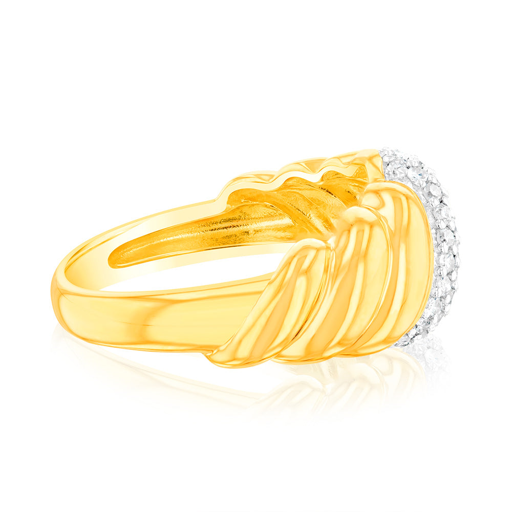 Gold Plated Silver 1/6 Carat Diamond Ring