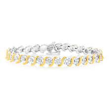 Load image into Gallery viewer, Gold plated Sterling Silver 1 Carat Natural Diamond Bracelet