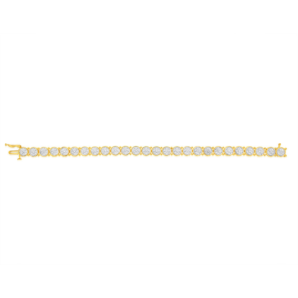 Gold plated Sterling Silver 1/4 Carat Natural Diamond 18cm Bracelet