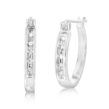 Load image into Gallery viewer, Sterling Silver 1/10 Carat Diamond Hoop Earrings