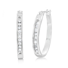 Load image into Gallery viewer, Sterling Silver 0.15 Carat Diamond Hoop Earrings