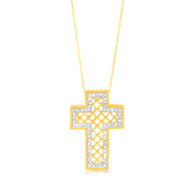 Load image into Gallery viewer, Gold Plated Sterling Silver 1/2 Carat Diamond Cross Pendant on 45cm Chain