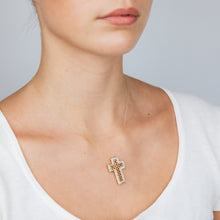 Load image into Gallery viewer, Gold Plated Sterling Silver 1/2 Carat Diamond Cross Pendant on 45cm Chain