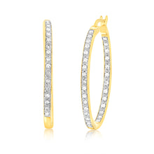 Load image into Gallery viewer, Gold Plated Sterling Silver 1/2 Carat Diamond Hoop Earrings