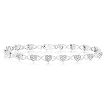 Load image into Gallery viewer, Sterling Silver 1/10 Carat Diamond Fancy Heart Bracelet