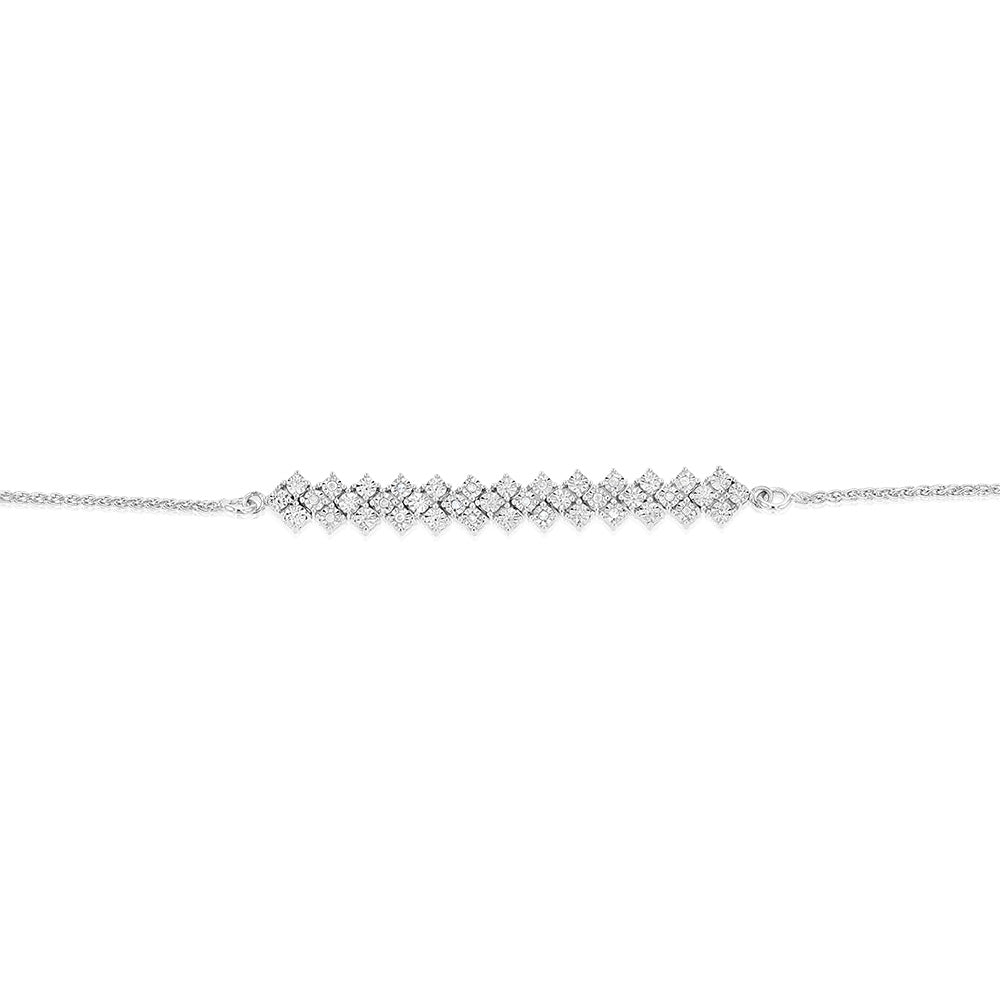 Sterling Silver Diamond Slider Bracelet with 18 Round Brilliant Cut Diamonds