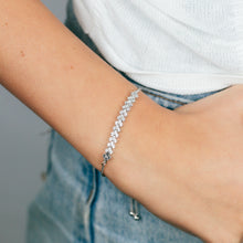 Load image into Gallery viewer, Sterling Silver Diamond Slider Bracelet with 18 Round Brilliant Cut Diamonds