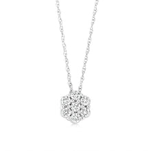 Load image into Gallery viewer, Luminesce Lab Grown 1/3 Carat Flower shaped Diamond Pendant in Sterling Silver Chain Included