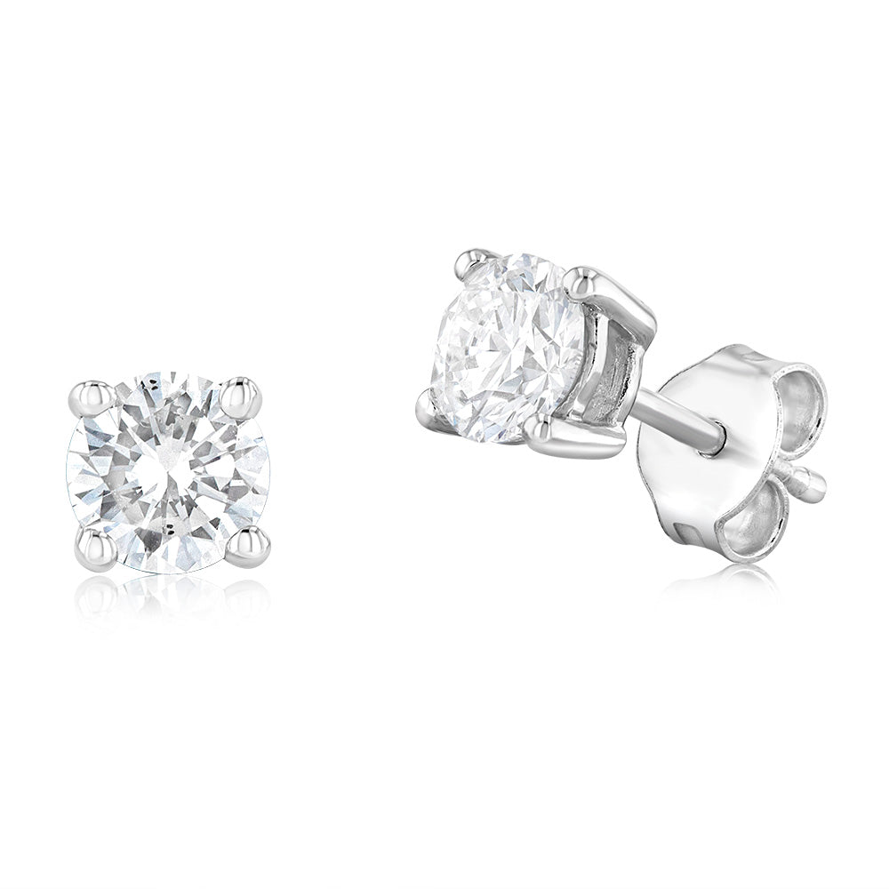 Luminesce Lab Grown 1 Carat Solitaire Diamond Stud Earings in Sterling Silver