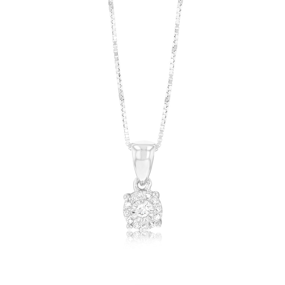 Luminesce Lab Grown Sterling Silver Pendant in 13 Diamonds