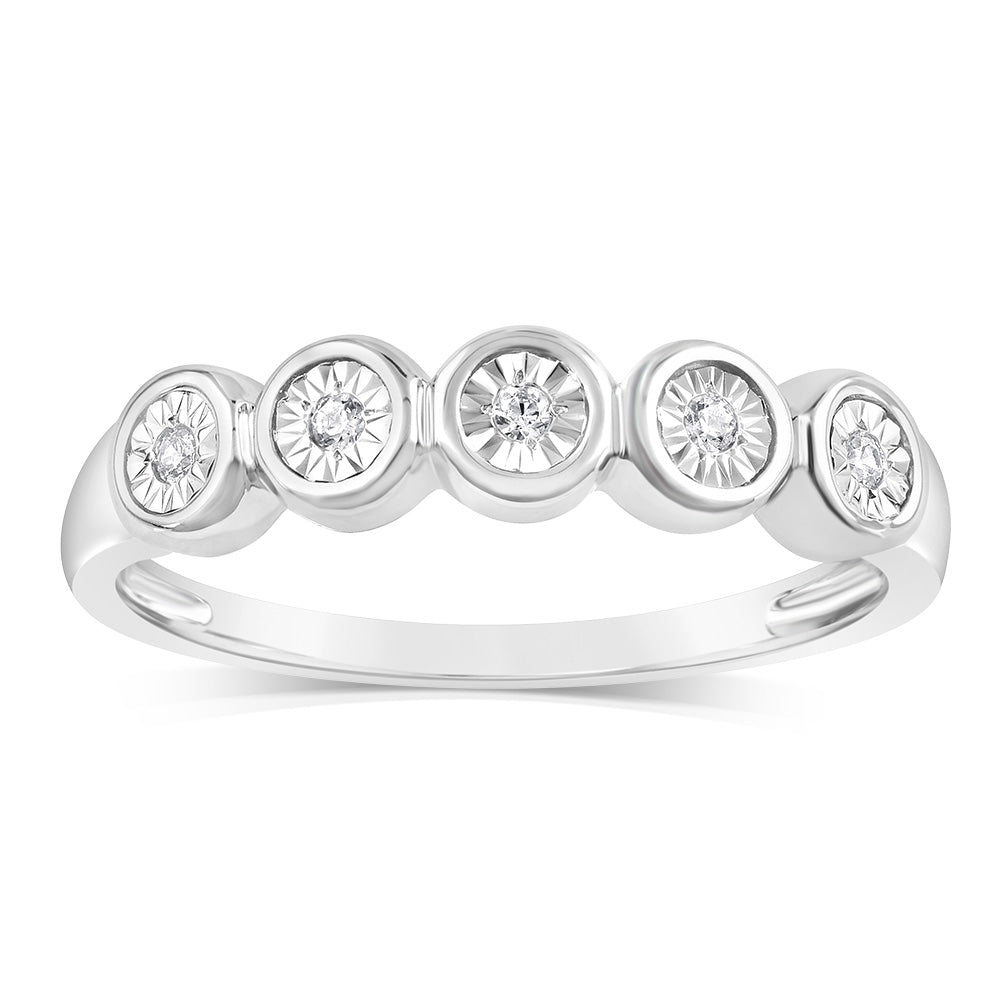 Luminesce Lab Grown 5 Diamonds Ring in Sterling Silver