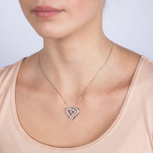 Load image into Gallery viewer, Luminesce Lab Grown Double Heart Pendant in 1 Carat Diamond with Silver Slider Chain