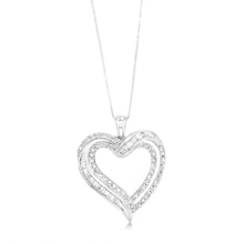 Load image into Gallery viewer, Luminesce Lab Grown Heart Pendant in 1 Carat Diamond &amp; Baguettes with Silver Slider Chain