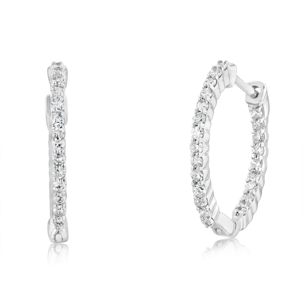 Luminesce Lab Grown Sterling Silver 1/4 Carat Diamond Hoop Earrings